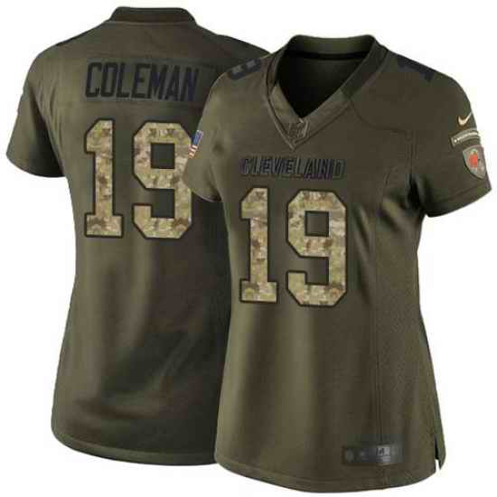 Nike Browns #19 Corey Coleman Green Womens Stitched NFL Limited Salute to Service Jersey